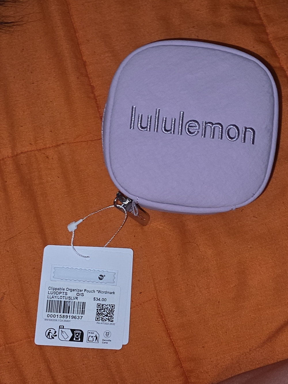 Lululemon Clippable Organizer Pouch! Woedmark! LLAY/LOTU/SLVR!! Nwts
